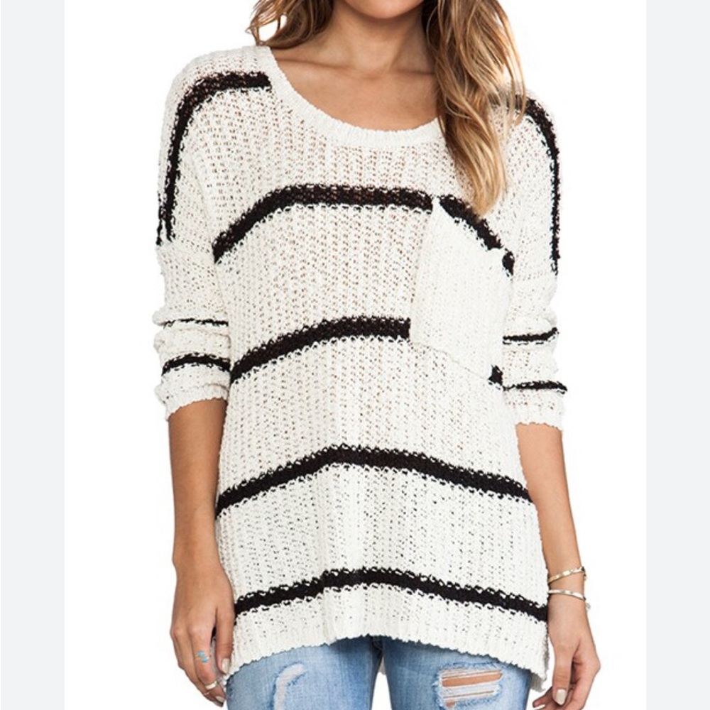 Free People Black and White Striped Sweater